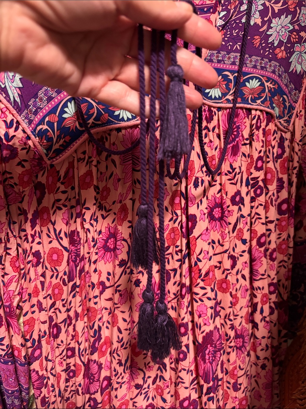 Boho Pink and Purple Maxi /midi Dress small - Picture 6 of 12